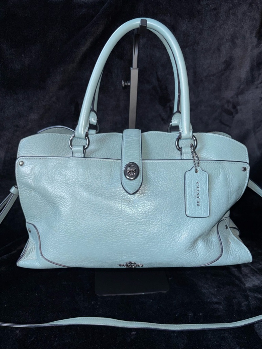 Coach Mercer 30 Satchel Crossbody Cloud Blue Grain Leather 37575